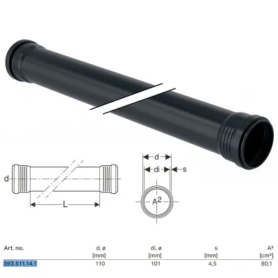 Silent-Pro tubo con 2 bicchieri ø110 x L.1000 mm 393.511.14.1