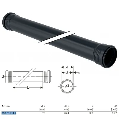 Silent-Pro tubo con 2 bicchieri ø75 x L.100 mm 393.311.14.1