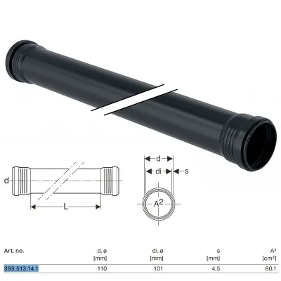 Silent-Pro tubo con 2 bicchieri ø110 x L.2000 mm 393.513.14.1