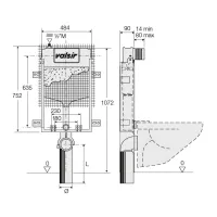 Tropea S Fixsystem cassetta di scarico ad incasso wc meccanica per vaso sospeso con pareti in mattoni VS0858102