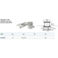 Pozzetto in PP sifonato con telo doccia uscita D. 50 dim. 1600x1600 mm VS0700437