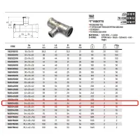 Tee ridotto ø54 x 22 x 54 Inox 316L a pressare 192054022