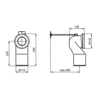 Ideal Standard curva tecnica per scarico a pavimento regolabile da 12 a 13.5 cm J324867