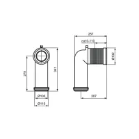 Ideal Standard curva tecnica per scarico a pavimento regolabile da 5 a 11 cm T002767