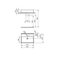 Ideal Standard Strada lavabo da appoggio L.60 P.42 cm, con foro per rubinetteria e troppopieno, colore bianco K078101