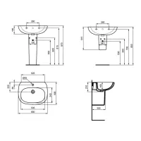 Ideal Standard Tesi lavabo L.65 cm monoforo, con troppopieno, colore bianco T351301