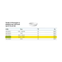 Anello di fissaggio in plastica ø 25 x 2,5 - 26 x 3 per raccordi da D 16 a D 32 VS0133527