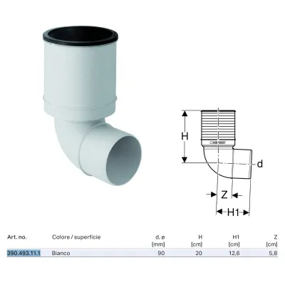 Curva WC 87,5° Geberit Silent-PP ø90 mm 390.493.11.1