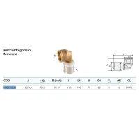 Raccordo gomito femmina ø63/4,5 x 2" Pexal Brass - raccordo a pressare VS0130939