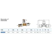 Raccordo a Tee intermedio ø50x50x50 Pexal Brass - raccordo a pressare VS0131135