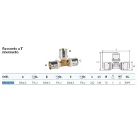 Raccordo a Tee intermedio ø63x63x63 Pexal Brass - raccordo a pressare VS0131141