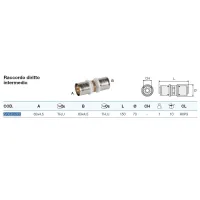 Raccordo diritto intermedio ø63/4,5x63/4,5 Pexal Brass - raccordo a pressare VS0130533