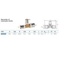 Raccordo a Tee intermedio ridotto ø50x40x50 Pexal Brass - raccordo a pressare VS0131755