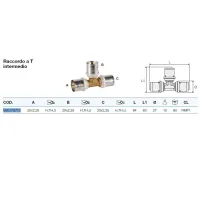 Raccordo a Tee intermedio ø20/2,25 x 20/2,25 x 20/2,25 Pexal Brass - raccordo a pressare VS0175710