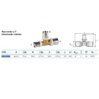 Raccordo a Tee intermedio ridotto ø40/3,5 x 32/3 x 32/3 Pexal Brass - raccordo a pressare VS0170864