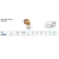 Raccordo gomito femmina ø20/2,25 x 1/2" Pexal Brass - raccordo a pressare VS0170622