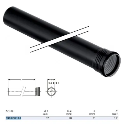 Silent-PP Tubo GTEM con 1 bicchiere ø32 x L.150 mm 390.000.14.1