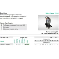 TP-R 10/35 EM ø2" 1x230V Pompa sommergibile per installazione sommersa mobile, funzionamento automatico con interruttore a galleggiante integrato 2956016