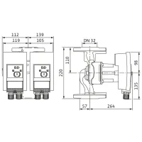 Yonos MAXO-D 32/0,5-11 PN 6/10 interasse 220 mm DN 32 Circolatore standard gemellare a rotore bagnato con attacchi flangiati 2120663