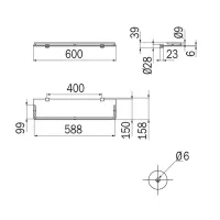 Inda Hotellerie mensola in cristallo temperato 6 mm, con supporti, finitura cromo AV408ACR01