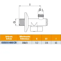 Rubinetto sottolavabo con filtro - cromato, chiusura a sfera, uscita 3/8 per attacco flessibile, rosone scorrevole in ottone cromato - Misura 1/2" x 3/8" 03500400ECR