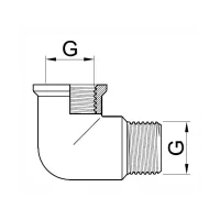 Curva gomito a 90° maschio/femmina in ottone cromato - Misura 1" 00550600CR