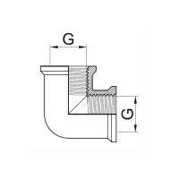 Gomito a 90° femmina/femmina in ottone cromato - Misura 1" 00560600CR