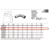 Curva 90° MF raggio stretto ø22 inox 316L a pressare GAS 181022901CG