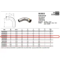 Curva 90° MF raggio stretto ø28 inox 316L a pressare GAS 181028901CG