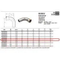 Curva 90° MF raggio stretto ø42 inox 316L a pressare GAS 181042901G