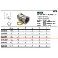 Raccordo 2 pezzi con dado folle ø22 x 3/4" GAS 183022304GD