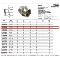 Manicotto misto MF filetto M ø18 x 1/2"M Inox 316L a pressare GAS 187102018G