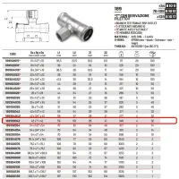 Tee con derivazione filetto femmina ø42 x 1" x 42 Inox 316L a pressare 189100042