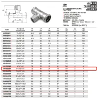 Tee con derivazione filetto femmina ø54 x 1/2"F x 54 Inox 316L a pressare 189102054