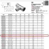 Tee con derivazione filetto femmina ø54 x 3/4"F x 54 Inox 316L a pressare 189304054