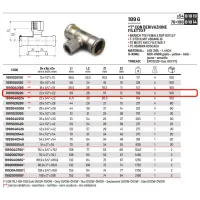 Tee con derivazione filetto femmina ø22 x 1/2"F x 22 Inox 316L a pressare GAS 189102022G