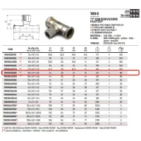 Tee con derivazione filetto femmina ø28 x 1/2"F x 28 Inox 316L a pressare GAS 189102028G