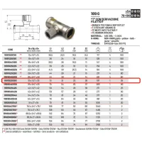 Tee con derivazione filetto femmina ø35 x 1/2"F x 35 Inox 316L a pressare GAS 189102035G