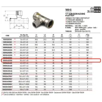 Tee con derivazione filetto femmina ø35 x 3/4"F x 35 Inox 316L a pressare GAS 189304035G