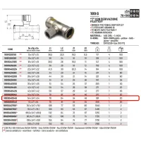 Tee con derivazione filetto femmina ø54 x 3/4"F x 54 Inox 316L a pressare GAS 189304054G