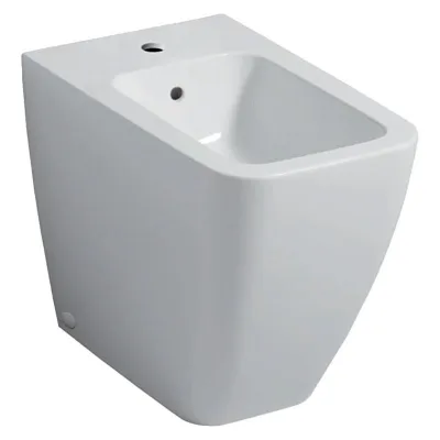 Geberit ICON SQUARE bidet a pavimento, con foro rubinetteria, troppopieno e fissaggi nascosti, colore bianco finitura lucido 231950000