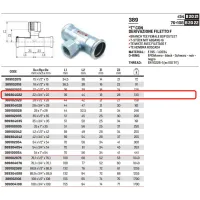 Tee con derivazione filetto F ø22 x 3/4"F x 22 a pressare 389304022