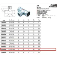 Tee con derivazione filetto F ø88,9 x 3/4"F x 88,9 a pressare 389304088