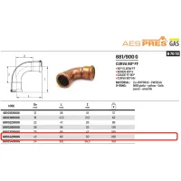 Curva 90° FF ø42 AESPRESS GAS in rame a pressare 681042900G