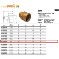 Manicotto misto filetto M ø28 x 1"M AESPRES GAS in rame a pressare 687100028G