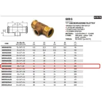 Tee con derivazione filetto F ø28 x 1"F x 28 AESPRES GAS in rame a pressare 689100028G