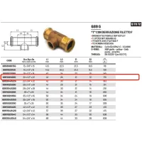 Tee con derivazione filetto F ø22 x 1/2"F x 22 AESPRES GAS in rame a pressare 689102022G