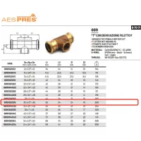 Tee con derivazione filetto F ø35 x 1/2"F x 35 AESPRES in rame a pressare 689102035