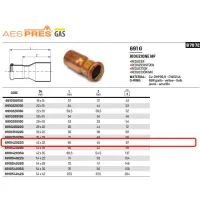 Riduzione MF ø42 x 22 AESPRES GAS in rame a pressare 691042022G