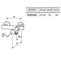 Minimagic miscelatore a parete per doccia con 2 raccordi a incasso regolabili da 125 a 165 mm R00744/3